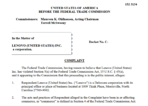 Federal Trade Commission ftc lenovo